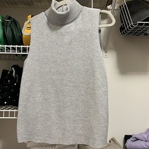 Gray Turtleneck Sleeveless Sweater